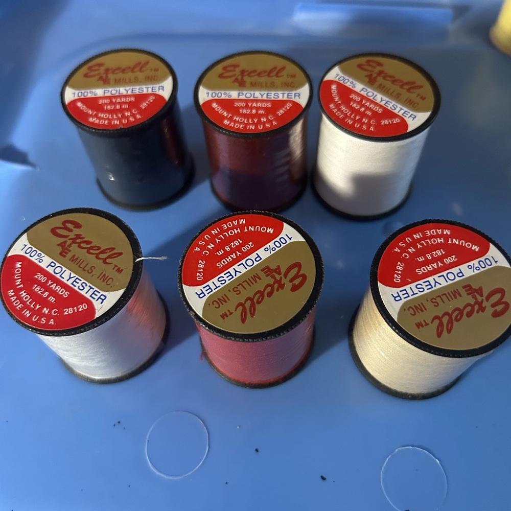 Excell 100% Polyester 200 Yards each Sewing Thread. New. (6)